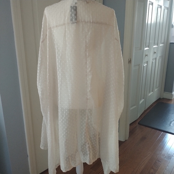 boohoo Dobby Chiffon Oversized Maxi Shirt Ecru 14 - Picture 7 of 12